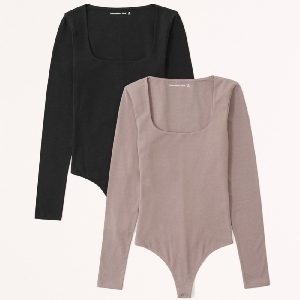 Abercrombie & Fitch Long sleeve cotton seamless fabric square neck bodysuit